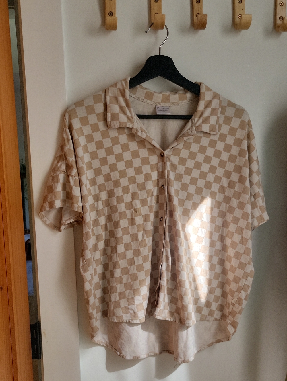 Jax And Lennon Button Up Checkers Womens Xs/s
